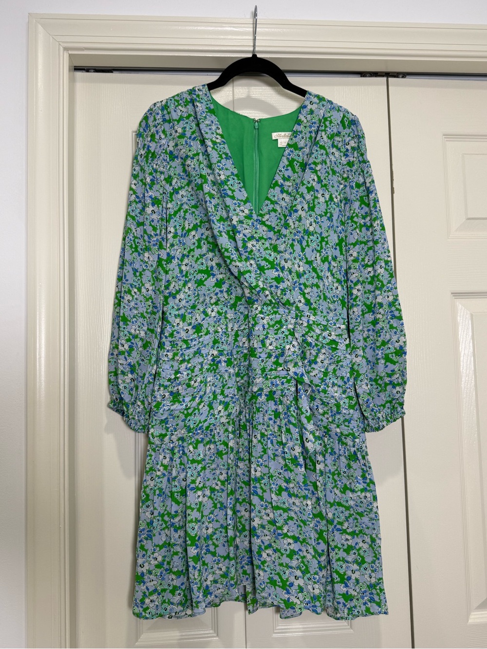 Shoshanna Nicola Floral Print Ruffle Mini Dress Spring Green Multi Size 4 Small